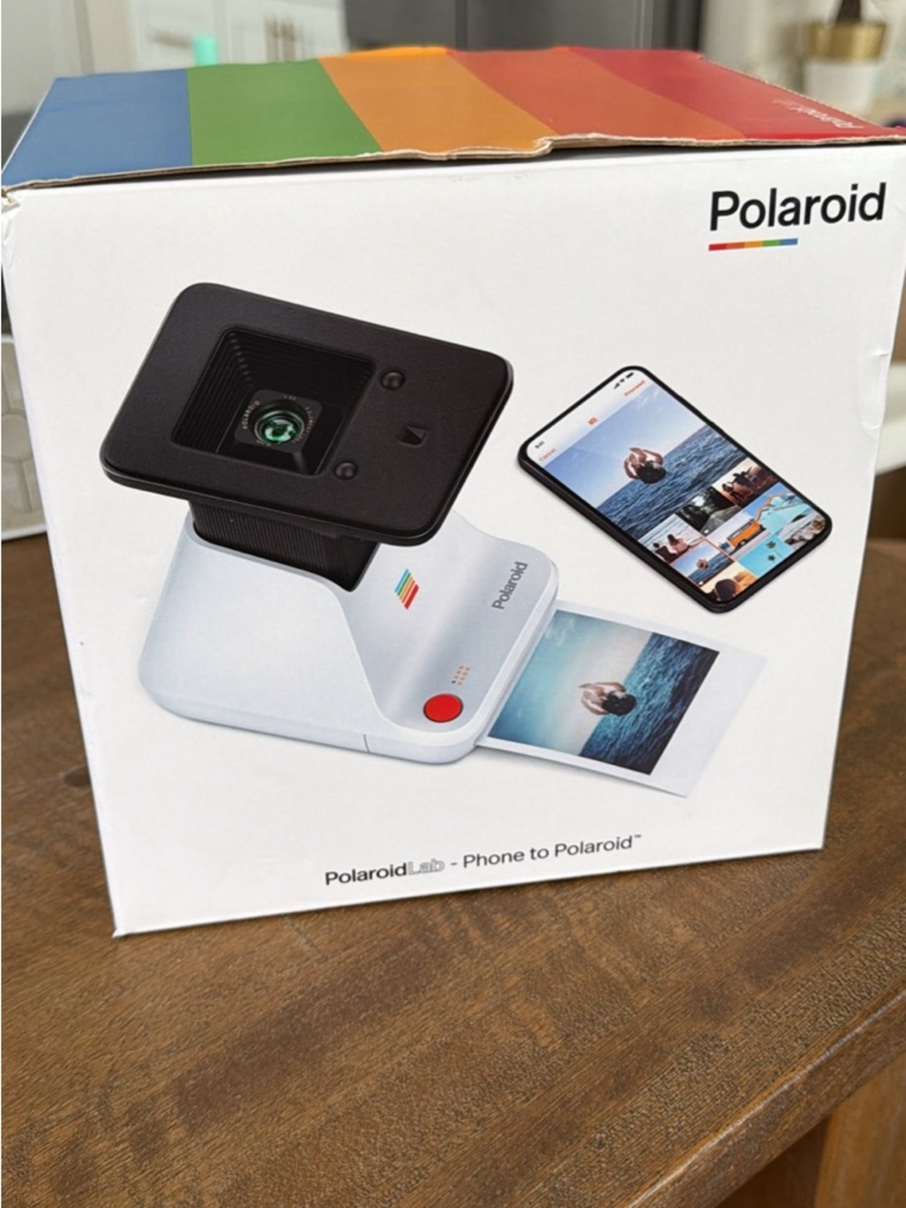 Polaroid White Photo Lab with Rainbow Accent